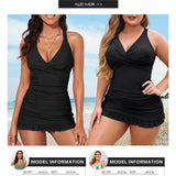 Maclair & Co. - Deep V Cross-Back Ruched One-Piece Swimsuit