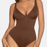 Deep V Neck Tummy Control Thong Bodysuit