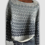 Prudence - Grey Vintage Sweater with Honeycomb Pattern