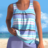 Naomi - Tankini with U-Neckline and Striped Design