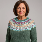 Marlene - Forest Green Vintage Sweater with Coloured Yoke