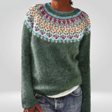 Marlene - Forest Green Vintage Sweater with Coloured Yoke