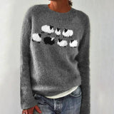 Isolde - Grey Vintage Sweater with Sheep