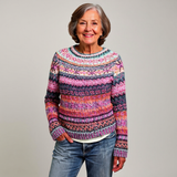 Gail - Pink and Purple Vintage Sweater with Marled Bands