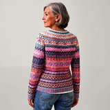 Gail - Pink and Purple Vintage Sweater with Marled Bands