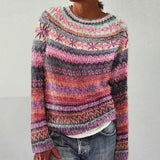 Gail - Pink and Purple Vintage Sweater with Marled Bands