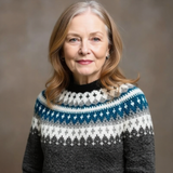 Florence - Long Charcoal Vintage Sweater with Teal Yoke