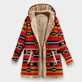 Sabina - Multicoloured Aztec Print Fleece-Lined Coat