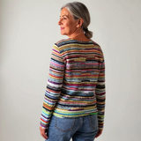 Isobel - Vintage Sweater with Fine Rainbow Stripes