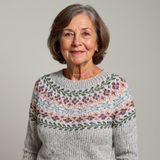 Adrienne - Grey Vintage Sweater with Floral Garland Yoke