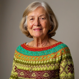Sandra - Lime Green Vintage Sweater with Multicoloured Pattern