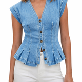 Viera - V-Neck Denim Top