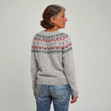 Louisa - Grey Vintage Sweater with Rose and Leaf Yoke