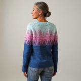 Ariana - Pink and Navy Vintage Sweater with Fir Trees