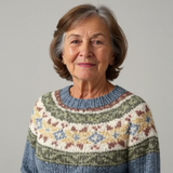 Lillian - Blue-Grey Vintage Sweater with Olive Floral Yoke