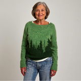 Isabel - Forest Green Vintage Sweater with Fir Trees