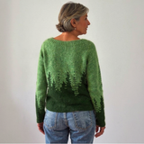 Isabel - Forest Green Vintage Sweater with Fir Trees
