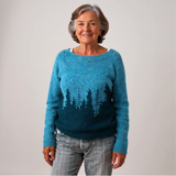 Alexandra - Teal Vintage Sweater with Fir Forest