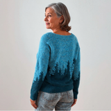 Alexandra - Teal Vintage Sweater with Fir Forest