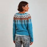 Fay - Teal Vintage Sweater with Rust Chevron Yoke