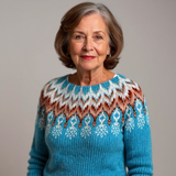 Fay - Teal Vintage Sweater with Rust Chevron Yoke