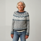 Vivien - Grey Vintage Sweater with White Nordic Yoke