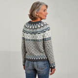 Vivien - Grey Vintage Sweater with White Nordic Yoke