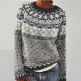 Vivien - Grey Vintage Sweater with White Nordic Yoke