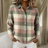 Nina - Blush and Sage Plaid Cardigan