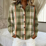 Carrie - Olive and Rust Plaid Cardigan