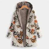 Florence - Hooded Sherpa Jacket with Boho Floral Print