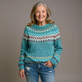 Muriel - Teal Vintage Sweater with Burgundy Yoke