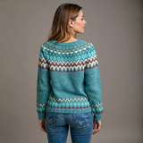 Muriel - Teal Vintage Sweater with Burgundy Yoke