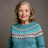 Muriel - Teal Vintage Sweater with Burgundy Yoke