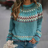 Muriel - Teal Vintage Sweater with Burgundy Yoke