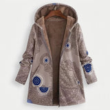 Matilda - Taupe Mandala Print Fleece-Lined Coat