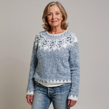 Charlotte - Blue-Grey Vintage Sweater with Snowflake Yoke