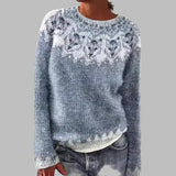 Charlotte - Blue-Grey Vintage Sweater with Snowflake Yoke