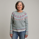 Melissa - Grey Vintage Sweater with Pink Bud Yoke