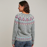 Melissa - Grey Vintage Sweater with Pink Bud Yoke