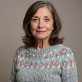 Melissa - Grey Vintage Sweater with Pink Bud Yoke