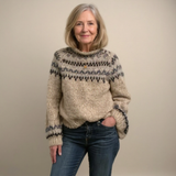Eliza - Oatmeal Vintage Sweater with Nordic Yoke
