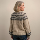 Eliza - Oatmeal Vintage Sweater with Nordic Yoke