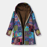 Octavia - Multicoloured Patchwork Print Fleece-Lined Coat