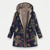Gabrielle - Navy Coat with Floral Print
