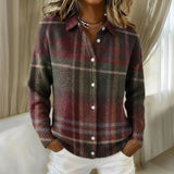 Madeline - Burgundy and Green Plaid Cardigan