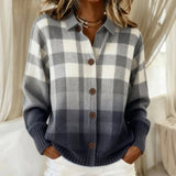 Phoebe - Grey Ombre Plaid Cardigan