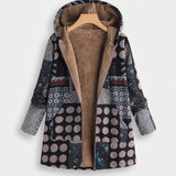 Amandine - Black Patchwork Fleece-Lined Coat