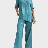 Susana - Two-Piece Set with Half-Sleeve Top and Straight Pants