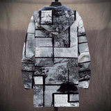 Yvonne - Grey Abstract Grid Print Jacket